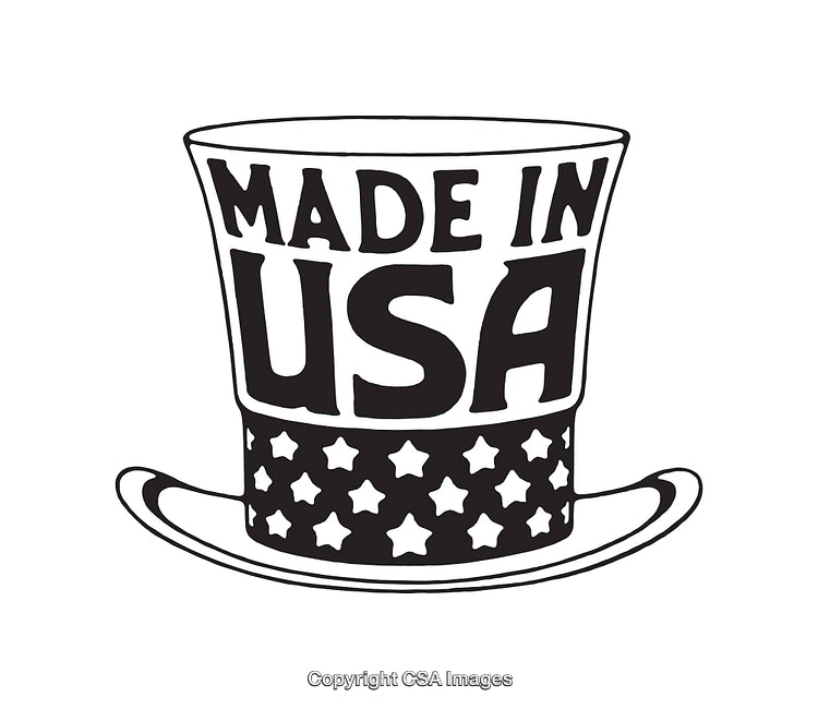 Black and White Illustration of Hat Showcasing Made in USA Text