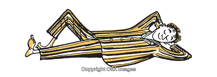Relaxed Figure Relaxing in Casual Striped Pajamas Illustration