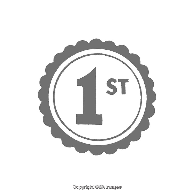 Simple Monochrome First Place Emblem in Circular Design