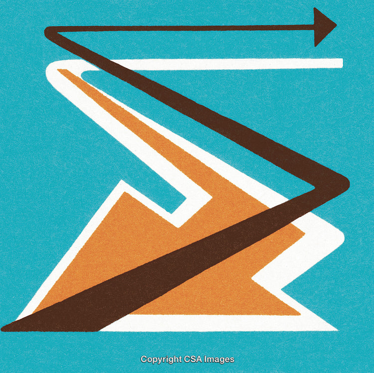 Abstract Artistic Illustration with Geometric Shapes and Bold Arrow Elements