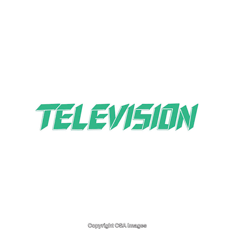 Green Television Text in Bold Typeface Design on White Background