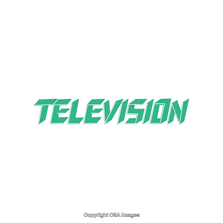 Green Television Text in Bold Typeface Design on White Background