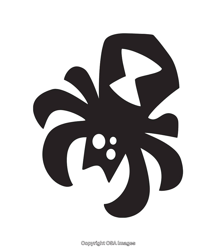 Black and White Abstract Spider Icon with Smooth Geometric Shapes