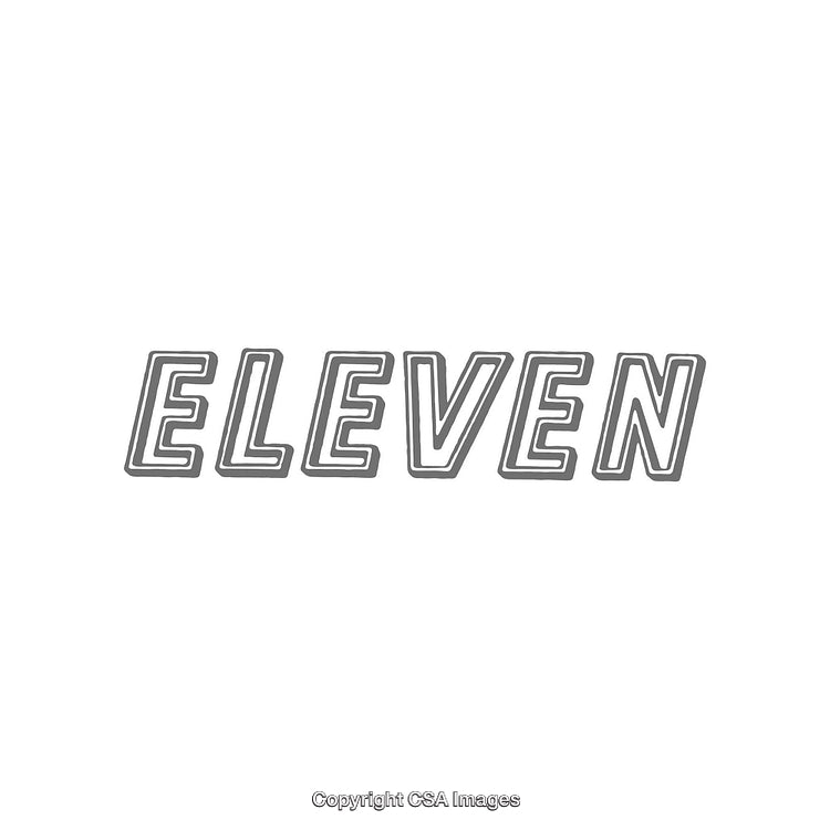Stylish Outline Text of Eleven in Bold Letters Design
