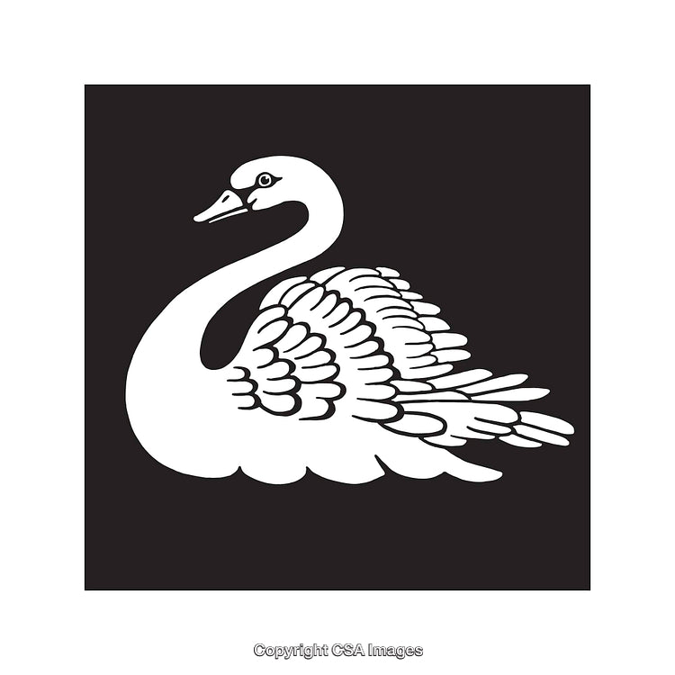 Elegant Line Art Illustration of a Graceful Swan in Black and White
