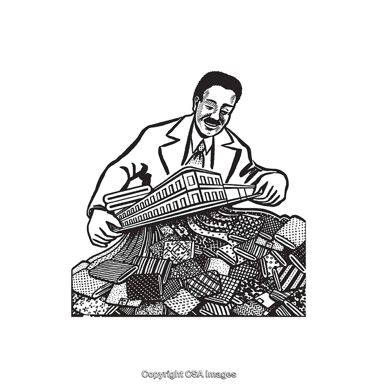 Black and White Line Art Depicting Business Conceptual Illustration