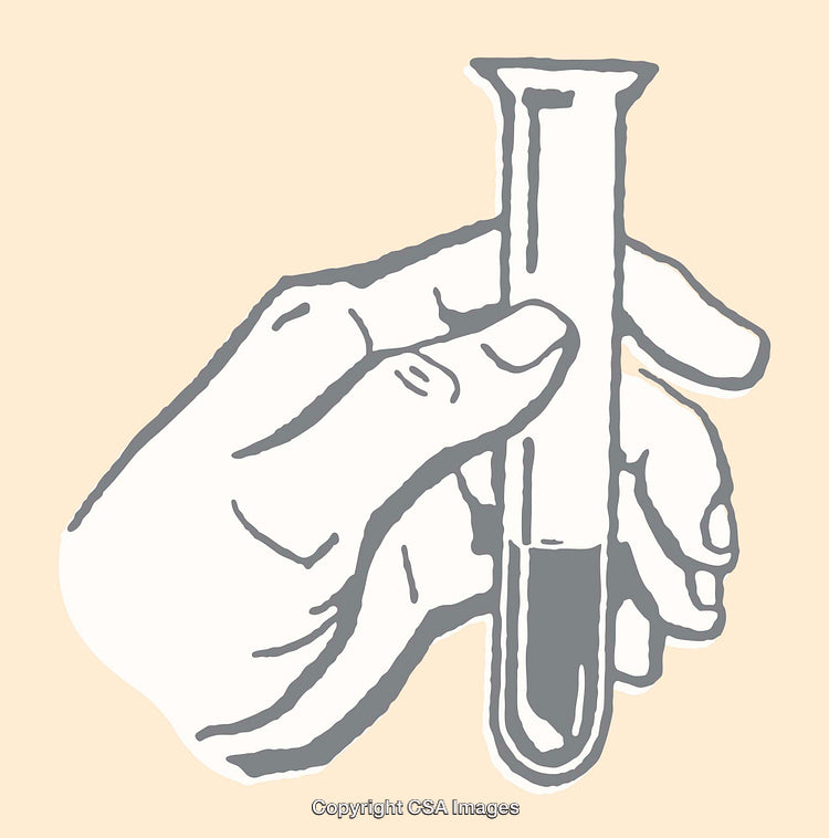 Illustration of a Hand Holding a Test Tube in Modern Color Line Art