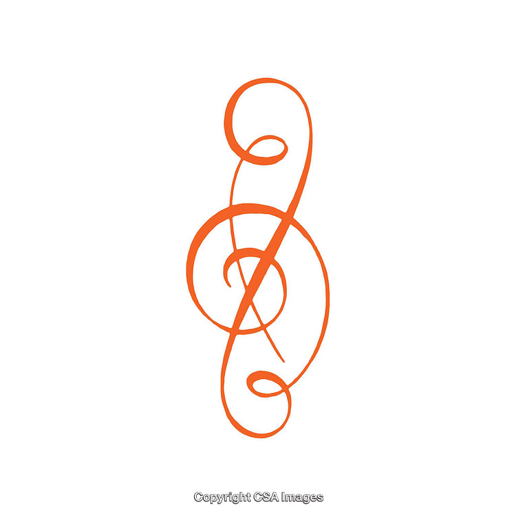 Bright Orange Treble Clef Design on a Minimalistic White Background