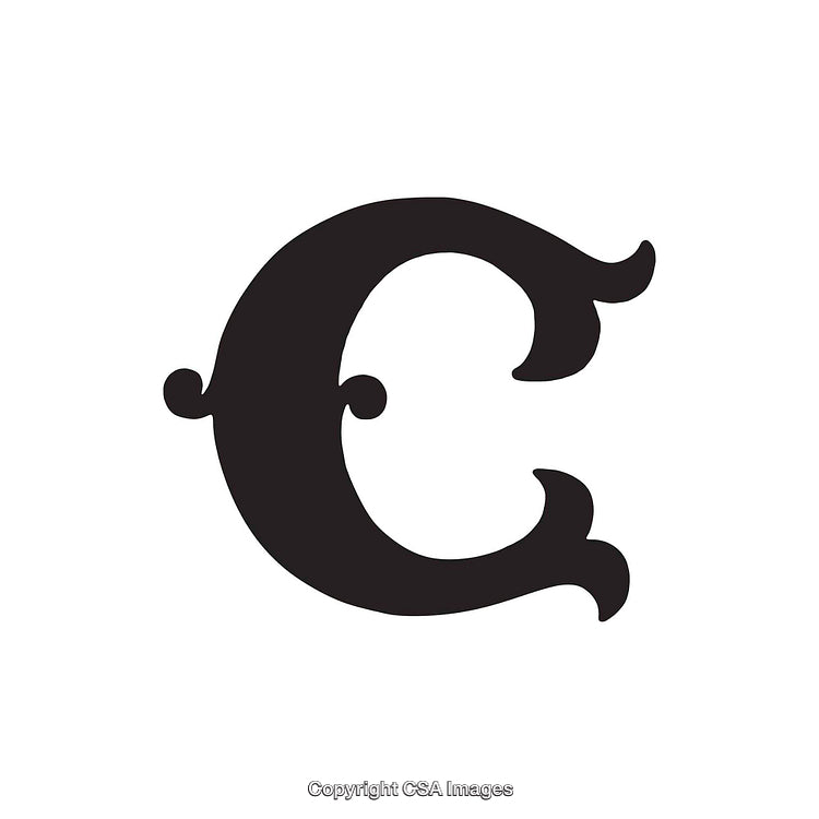 Elegant Artistic Capital Letter C in Vintage Calligraphy Style