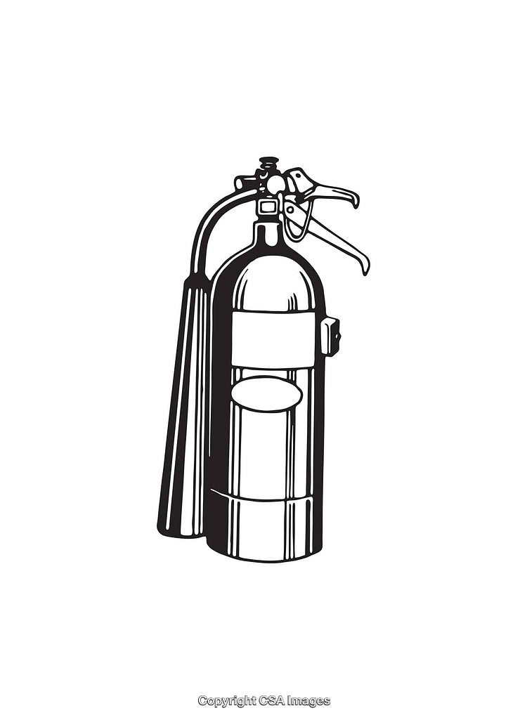 Black And White Line Art Illustration of a Fire Extinguisher