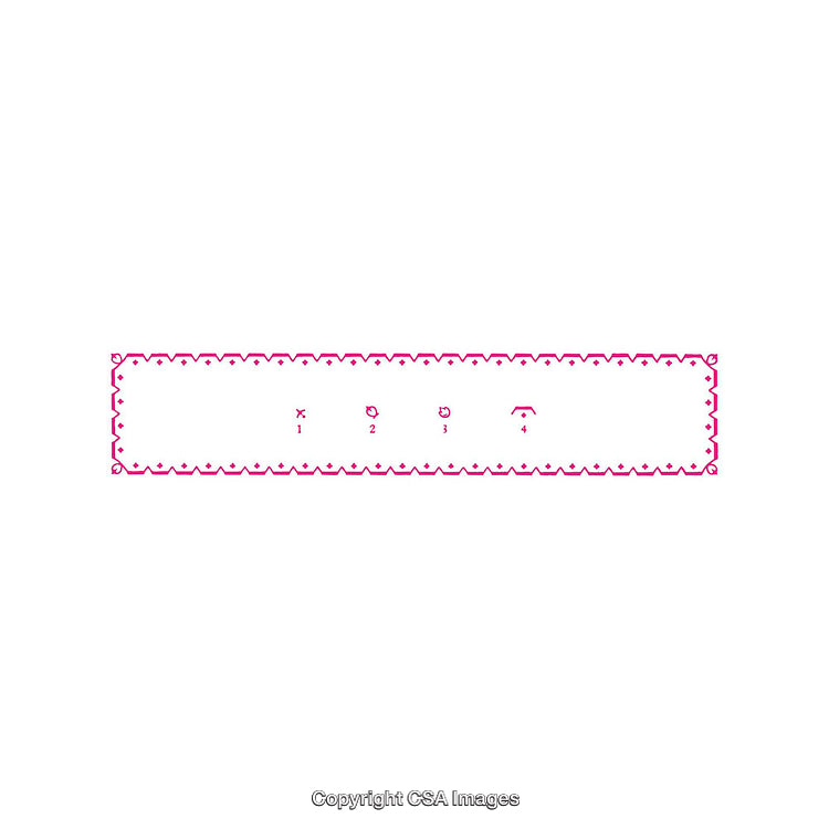 Rectangle Crochet Pattern With Pink Details and Small Icons
