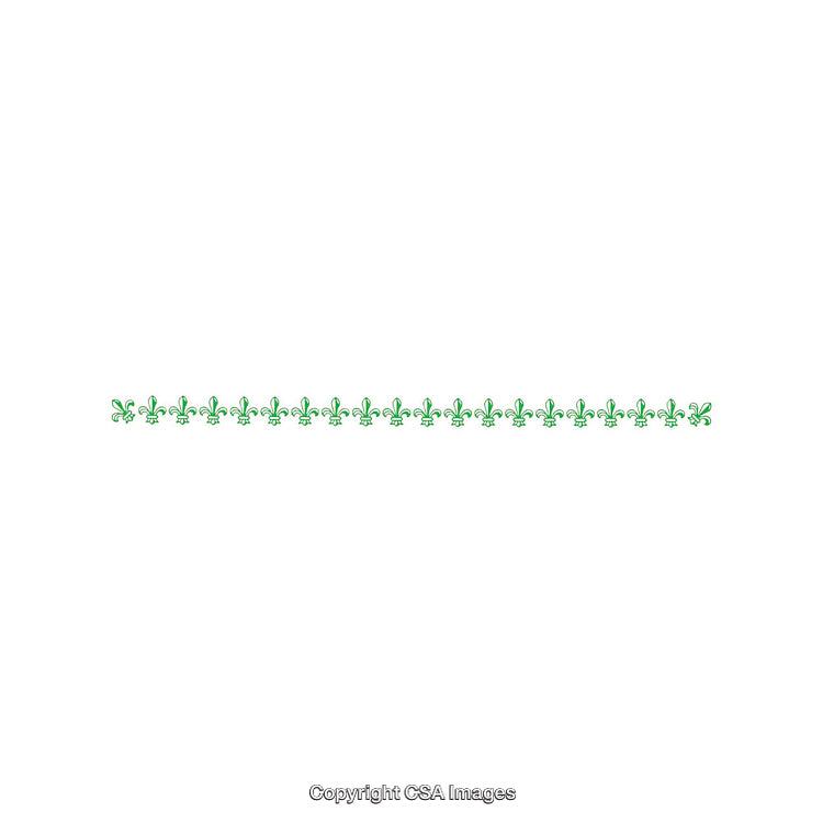 Green Fleur-De-Lis Patterned Seamless Decorative Border on White Background