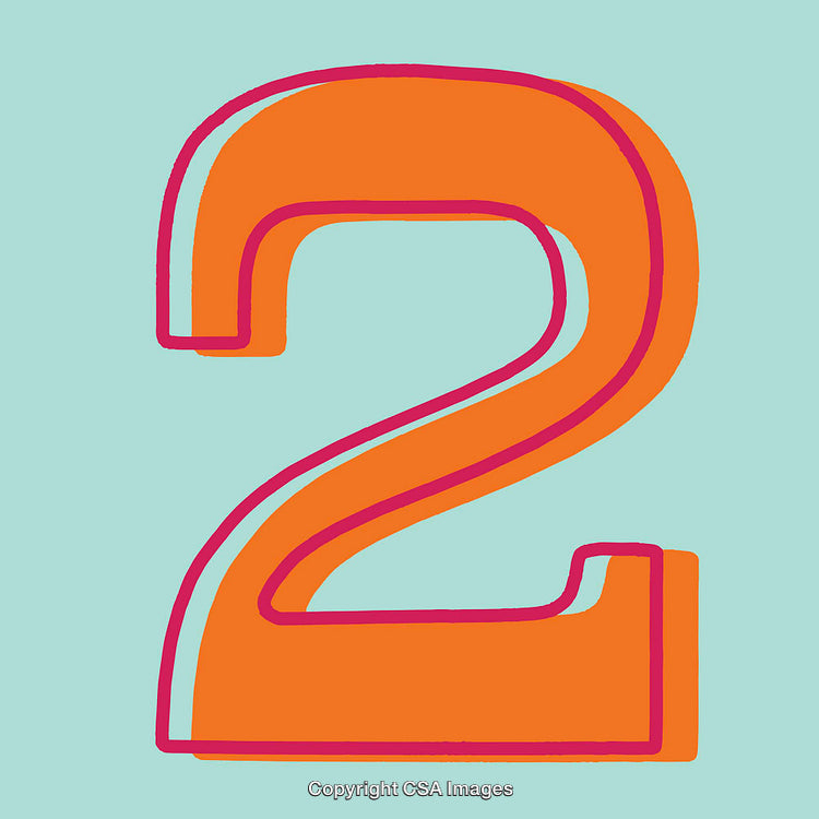 Vibrant Artistic Illustration of Number Two on Blue Background