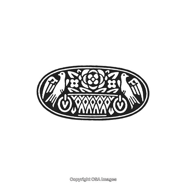 Intricate Black And White Ornamental Design with Birds and Floral Patterns