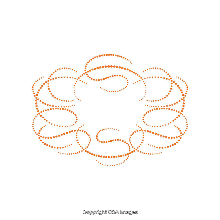 Abstract Orange Swirl Pattern With Dotted Design on White Background