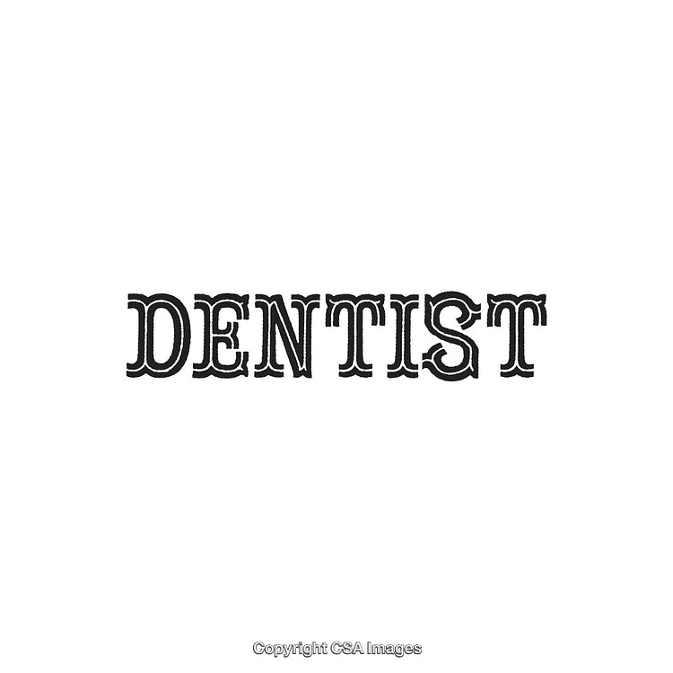 Dentist Embroidered Sign with Retro Black and White Lettering Design