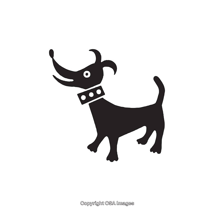 Simple Black and White Dog Icon with Collar