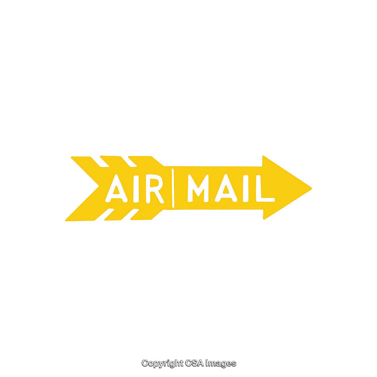 Yellow Air Mail Arrow Icon Displaying Direction for Postal Services