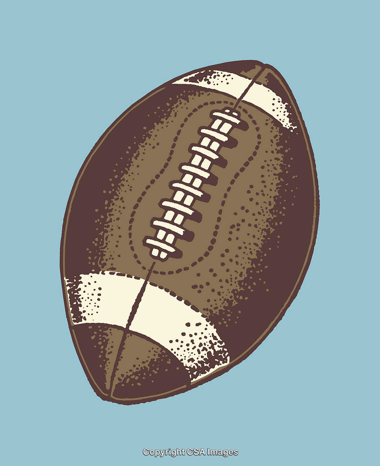 Vintage Style Illustration of an American Football on Blue Background