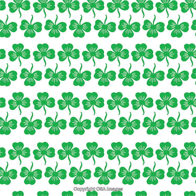 Green Clover Pattern Background with Repeating Shamrock Design on White