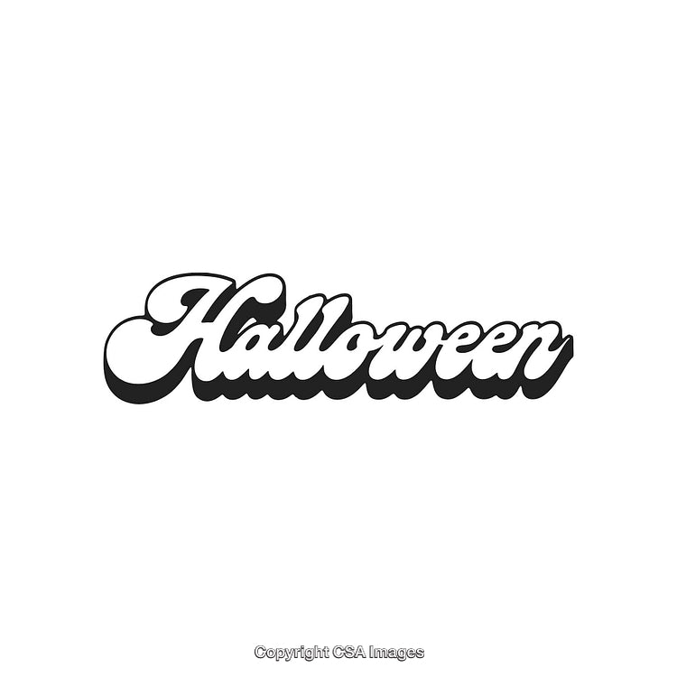 Stylized Halloween Text in Bold Retro Font on White Background