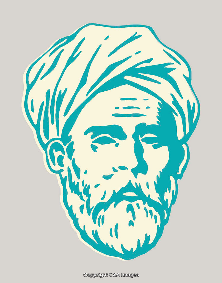 Abstract Line Art of a Bearded Man in Vibrant Colors
