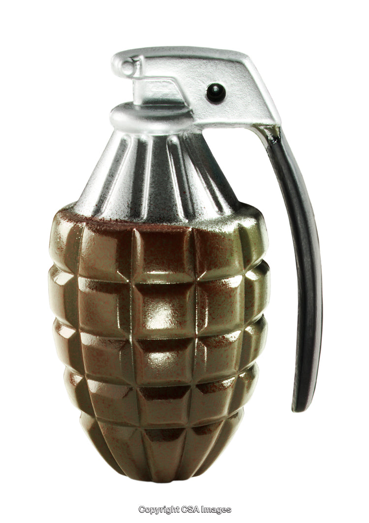 Metallic Toy Grenade with Textured Surface