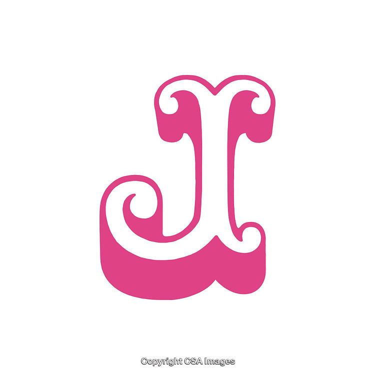 Decorative Pink Letter J with Elegant Swirl Design