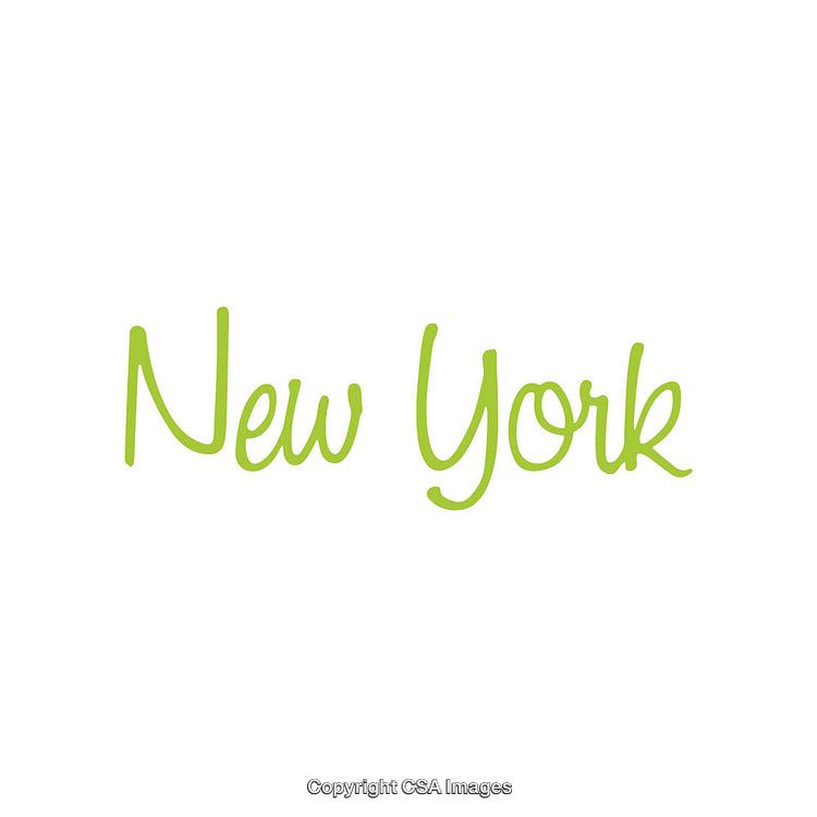 Bright Green Handwritten Typography Featuring the Words 'New York' on White Background