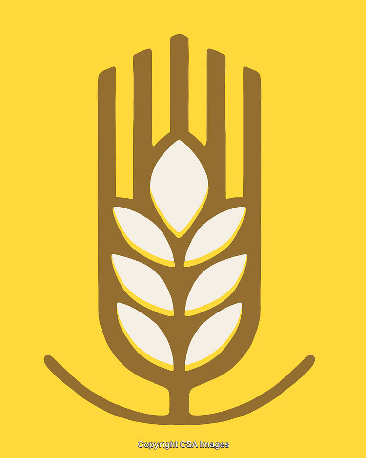 Abstract Yellow and Brown Wheat Symbol with Unique Linear Design