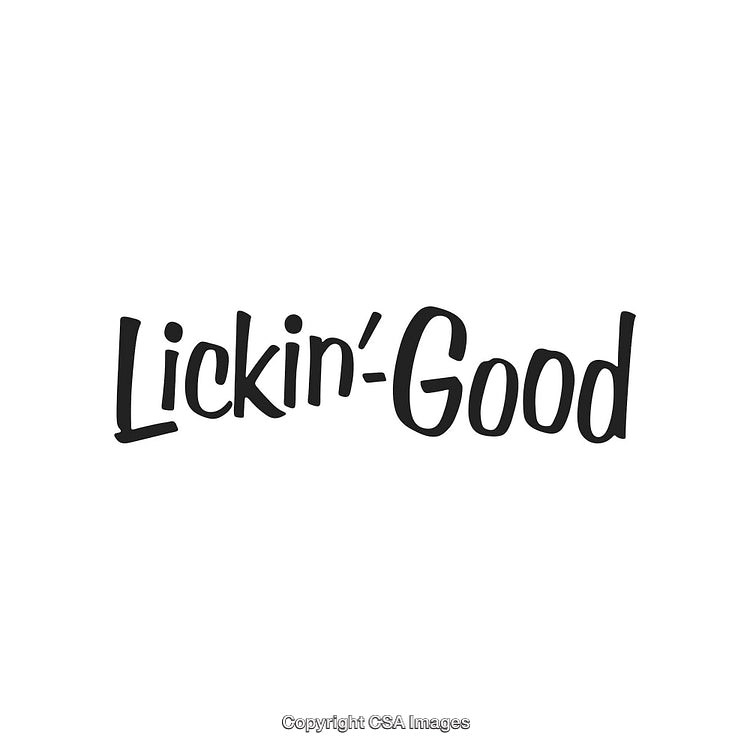 Playful Handwritten Font Displaying the Phrase 'Lickin'-Good' on White Background