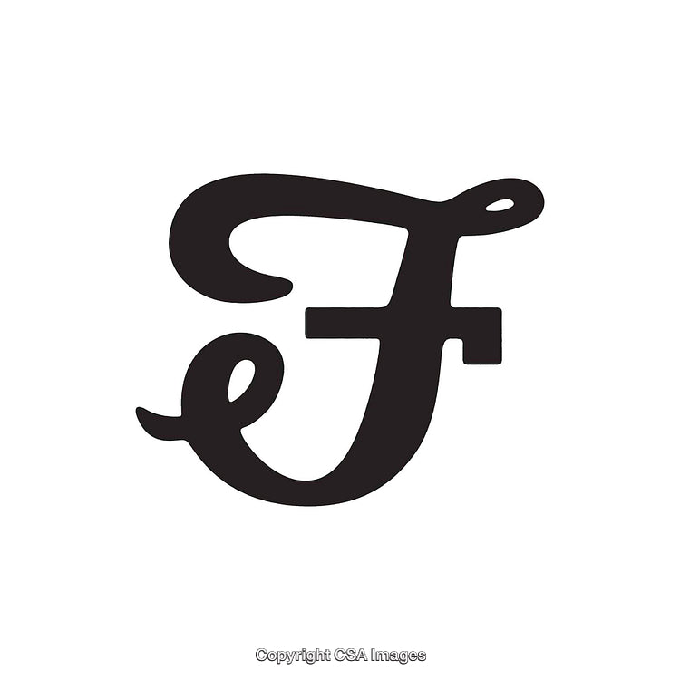Stylish Black Letter F in Elegant Calligraphy Design