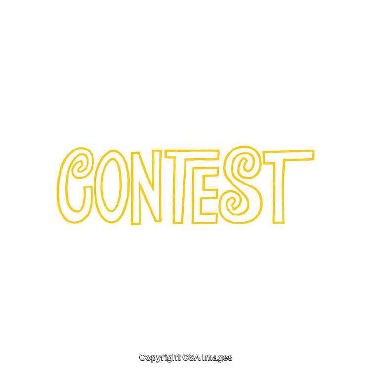 Bright Yellow Handwritten Typography Featuring the Word Contest on White Background