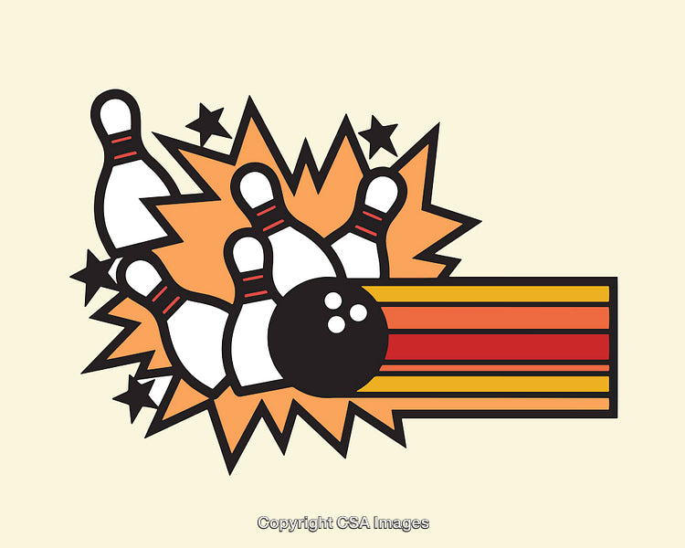 Colorful Line Art Illustration of Bowling Scene With Dynamic Motion