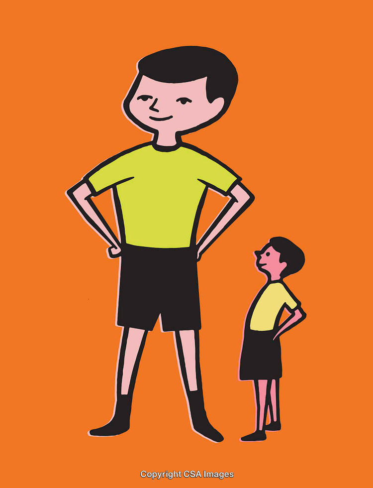 Colorful Illustration of Two Figures Highlighting Growth and Development