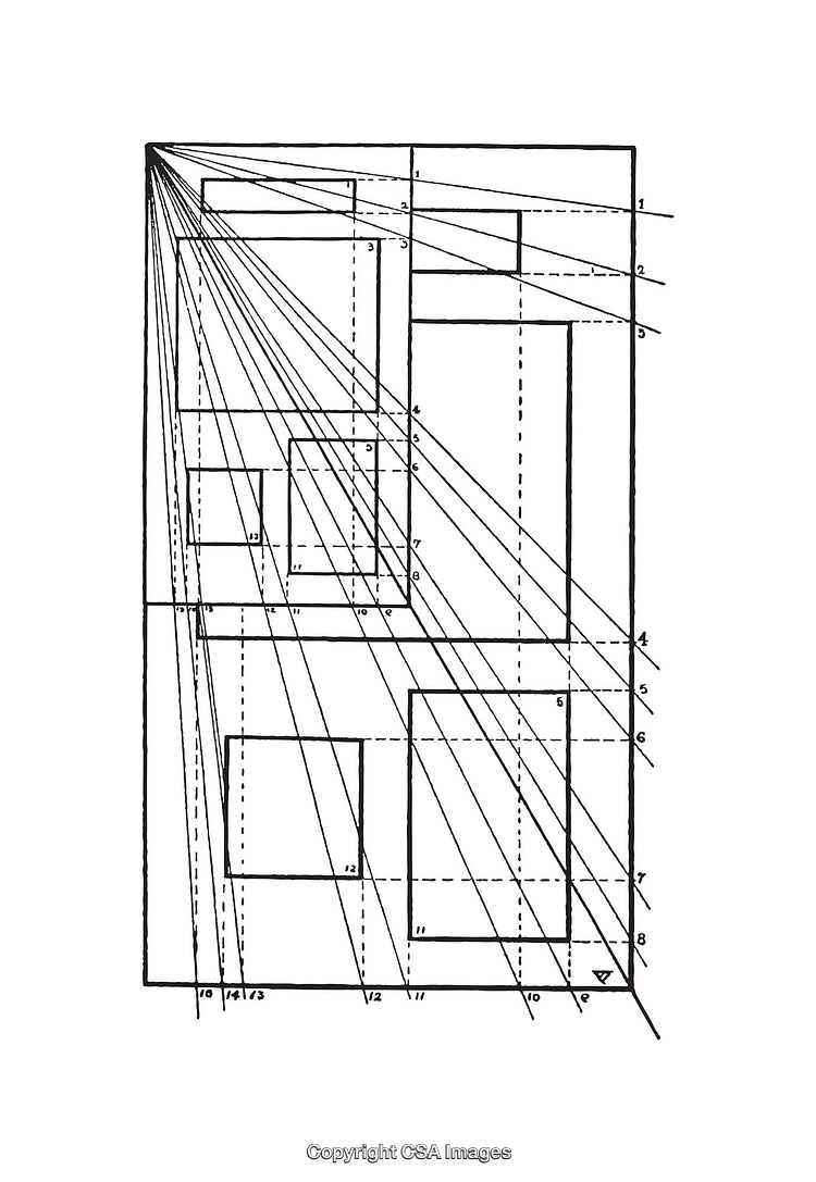 Black and White Geometric Diagram of Perspective and Proportions
