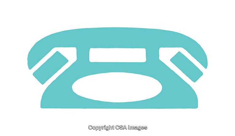 Simple Icon of a Retro Telephone in Blue Flat Design