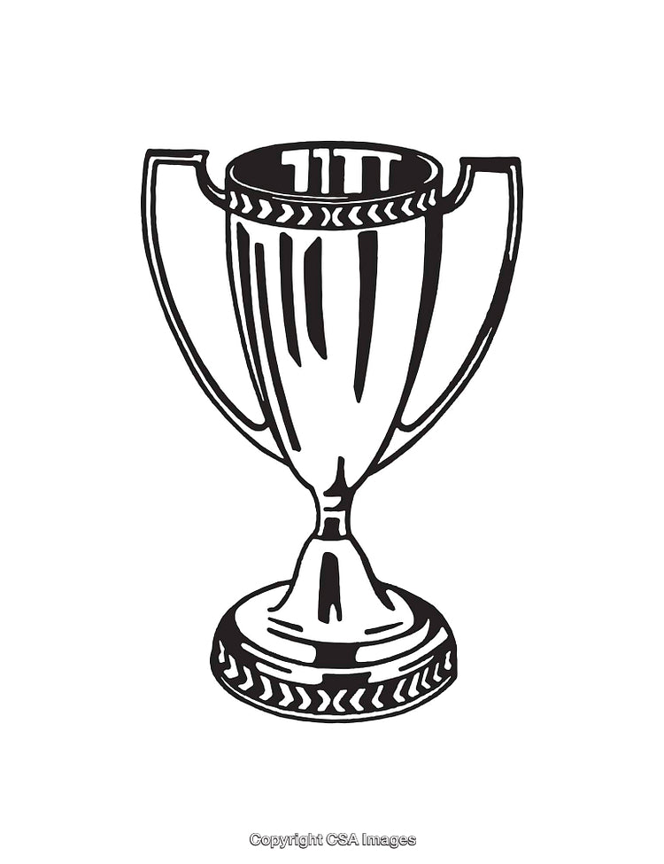 Hand-Drawn Black and White Trophy Line Art Illustration