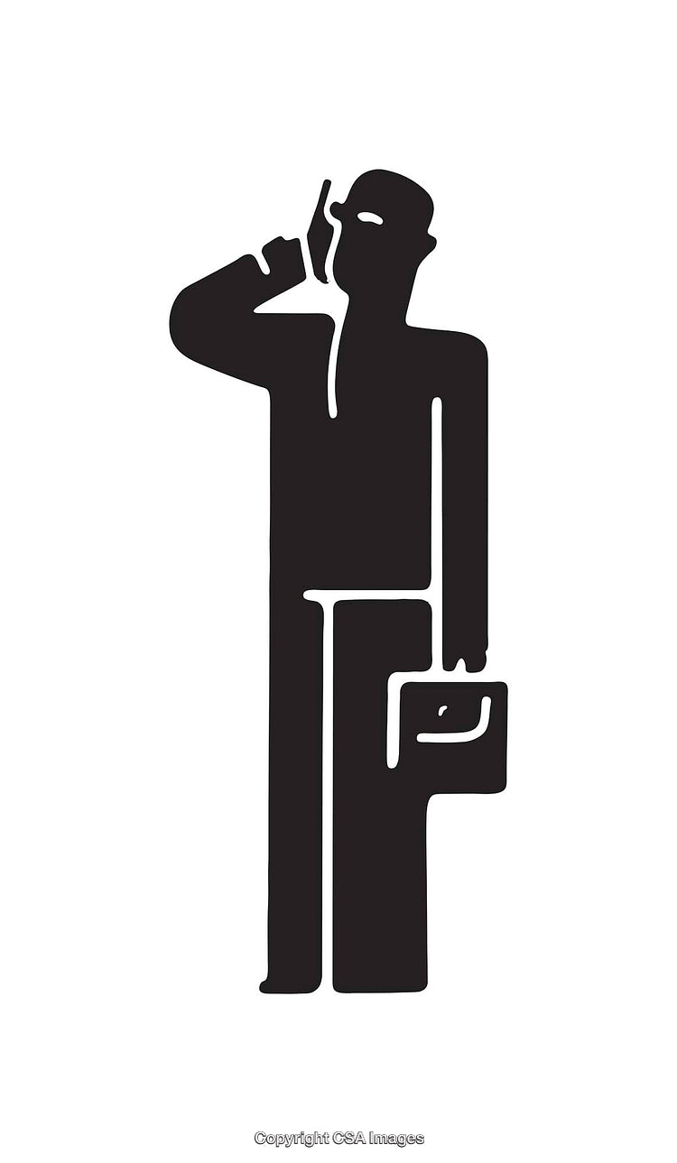 Silhouette Icon of a Businessperson Speaking on Mobile Device