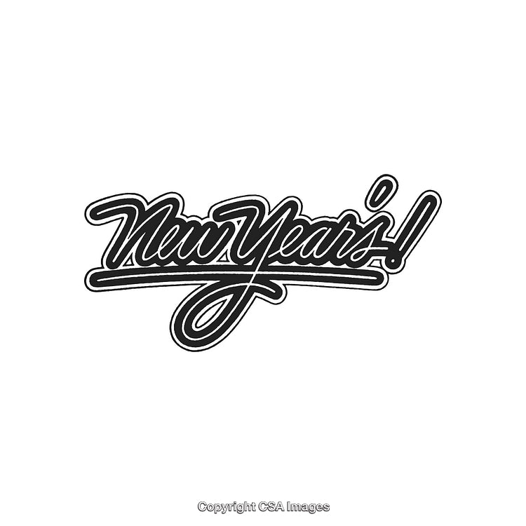 Stylish Handwritten New Year’s Typography in Monochrome for Festive Designs