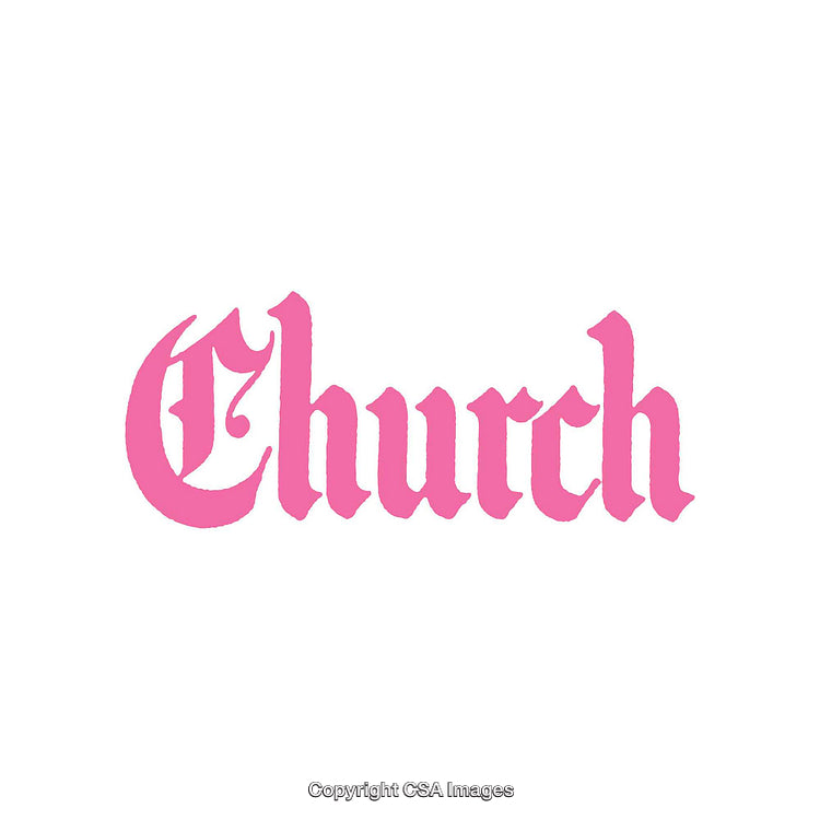 Pink Gothic Text Displaying the Word 'Church' in Bold Lettering