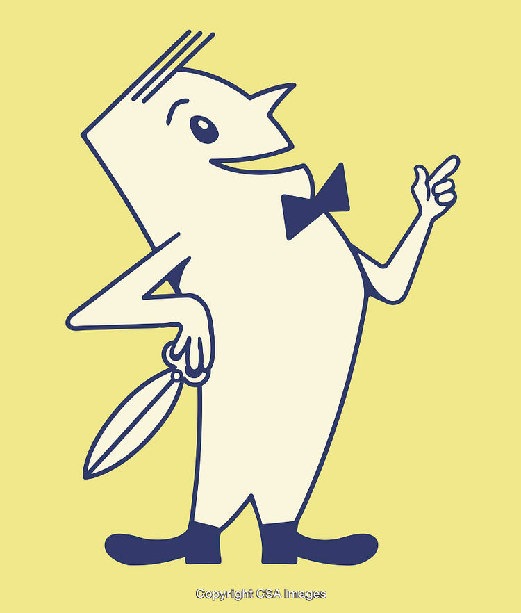 Vintage Line Art Character Depicting Whimsical Paper Figure