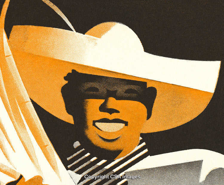 Colorful Retro Poster Depicting an Enthusiastic Character in Vintage Design Style