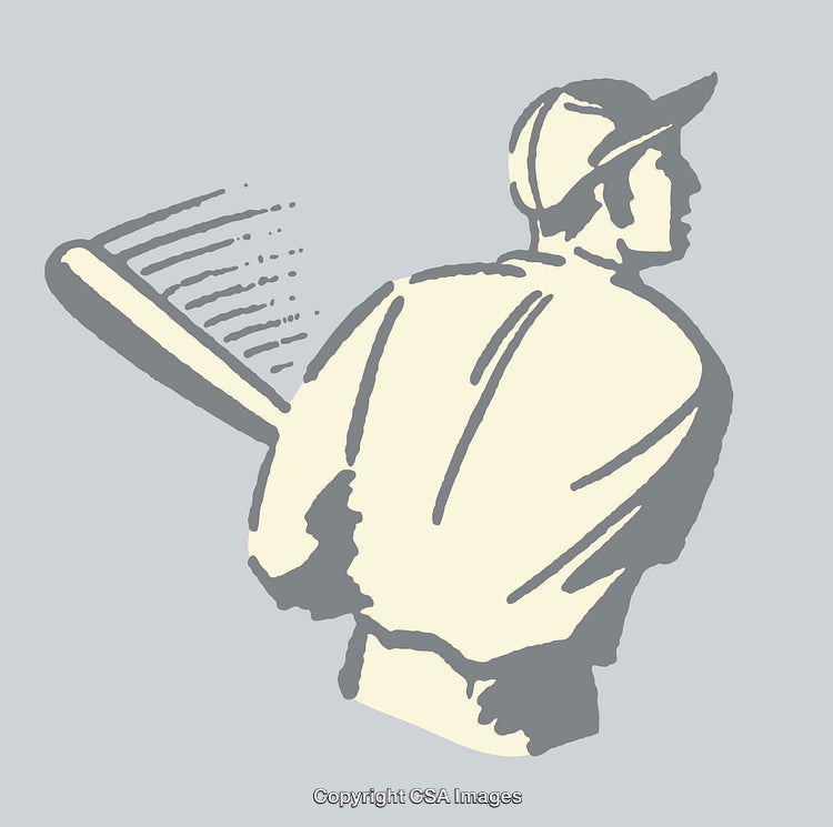 Vintage Baseball Player in Line Art Style Illustration