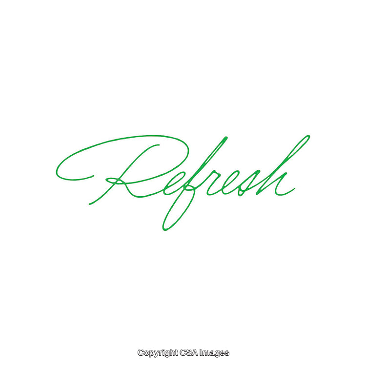 Elegant Green Typography Highlighting the Word “Refresh” on a White Background