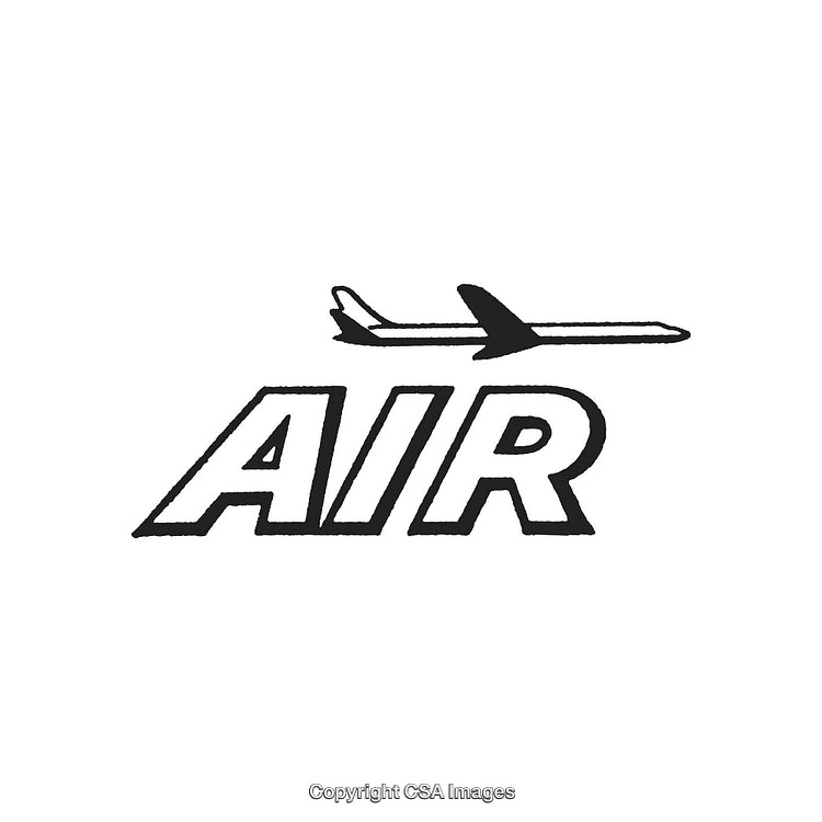 Airplane Silhouette with Bold Text Design Representing Travel or Aeronautics