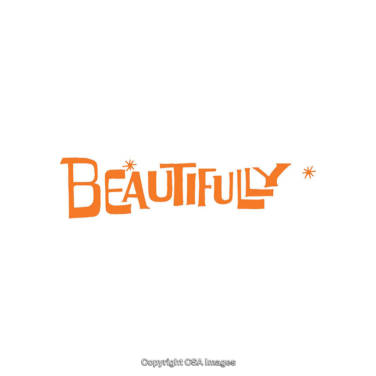 Creative Handwritten Typography Art Displaying the Word 'Beautifully' in Orange Color