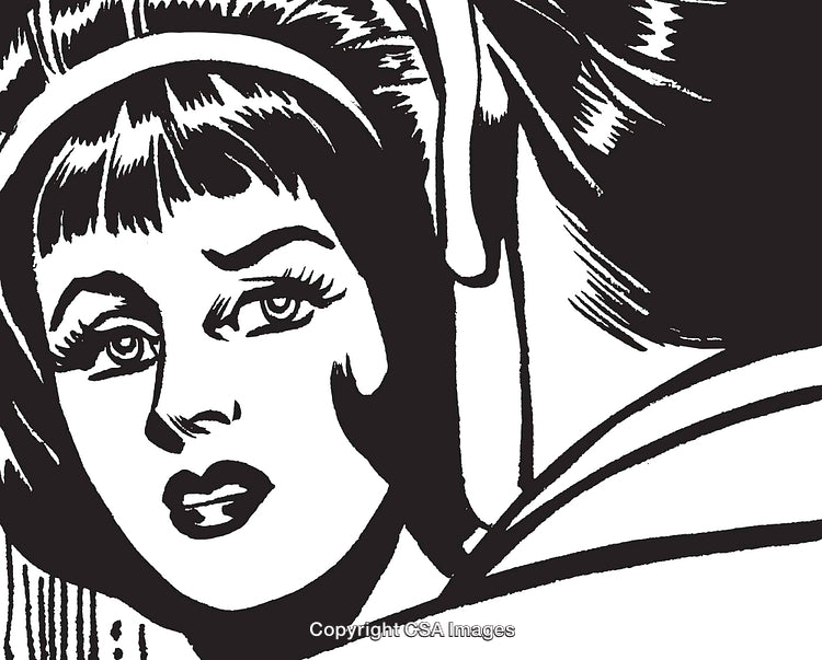 Retro Pop Art Style Illustration of a Woman With a Concerned Expression