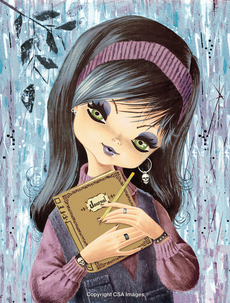 Teen Girl Holding a Journal With Artistic Expression and Gothic Style
