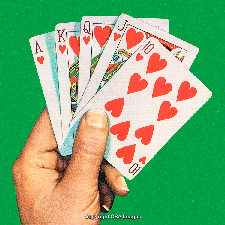 Royal Flush Playing Card Hand on Vibrant Background